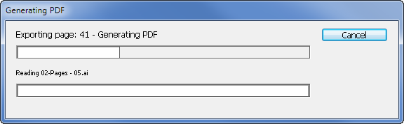 PDF eksport, fremdriftsvisning.