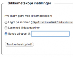 WP-db-backup innstillinger