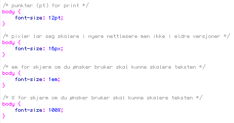 Fontstørrelse i CSS