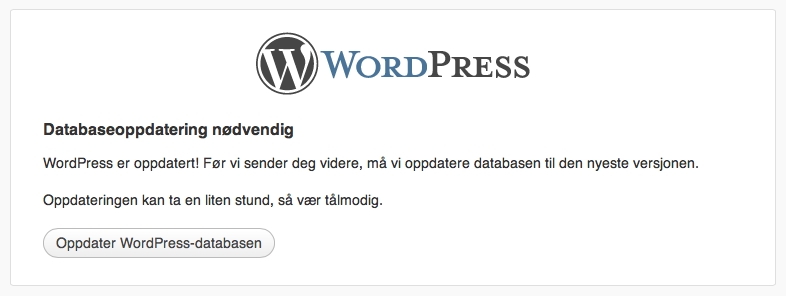 Oppdater database, WordPress.