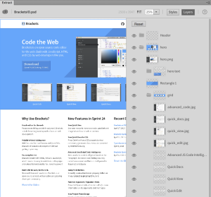 Adobe Extract, Layers. Skjermbilde.