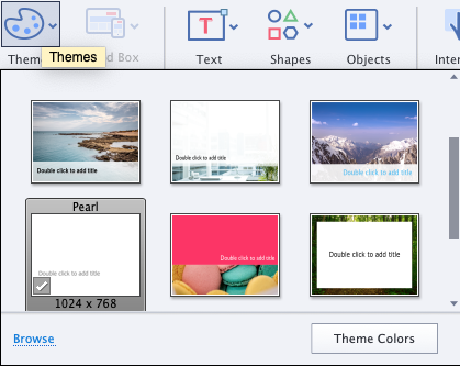 Themes i Adobe Captivate. Skjermbilde.