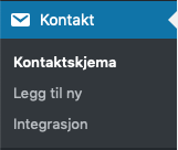 Contact Form 7 menyvalg. Skjermbilde.