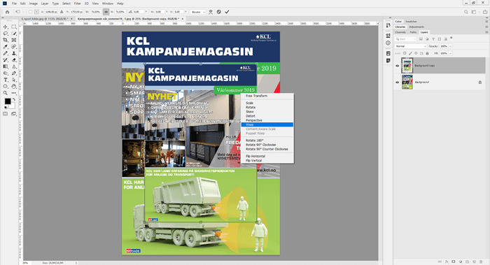 Warp, Adobe Photoshop. Skjermbilde.