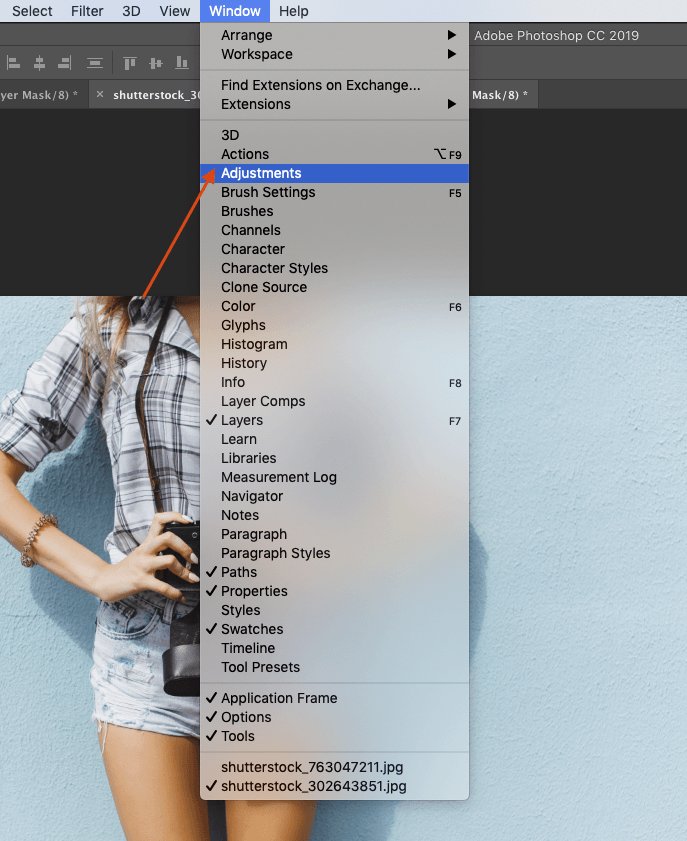 Window adjustments, Adobe Photoshop. Skjermbilde.