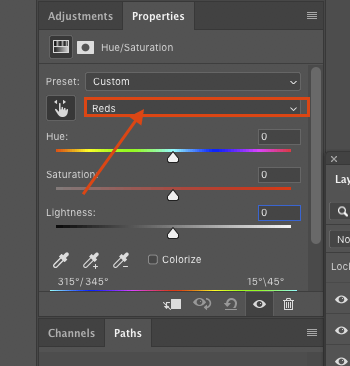 Properties, Adobe Photoshop. Skjermbilde.