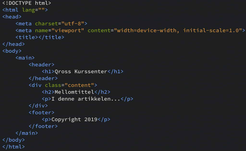 Formatert HTML-dokument i Brackets.