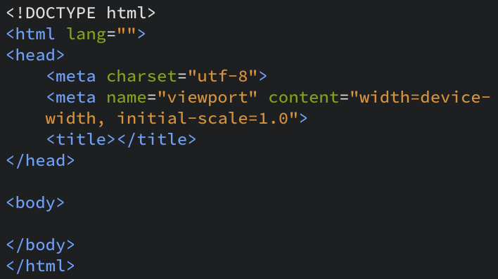 HTML kode fra HTML Skeleton.