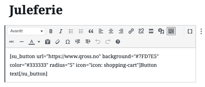 Koden til en shortcode vises i innlegget