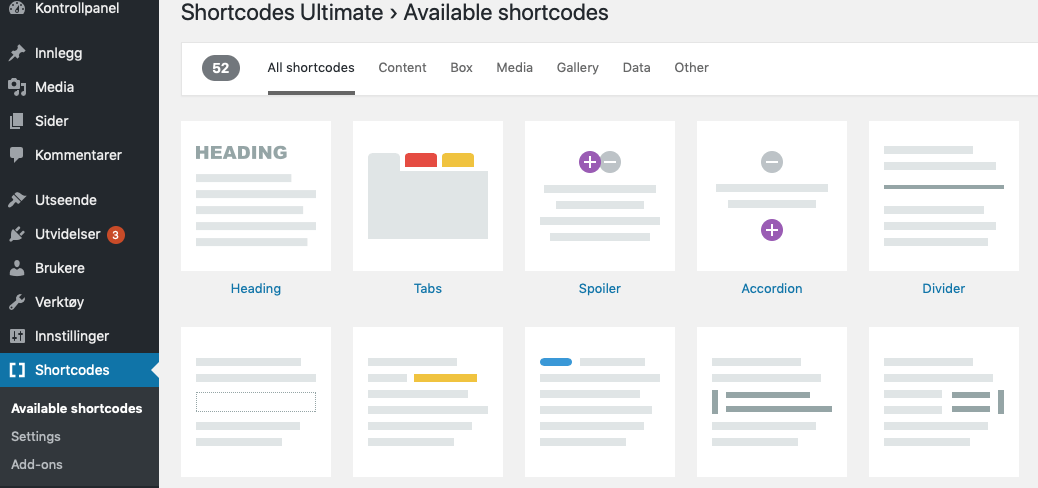 Shortcodes Ultimate - over 50 ulike kortkoder