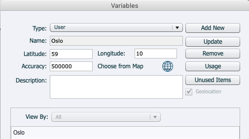 Lag variabel i Adobe Captivate. Skjermbilde.