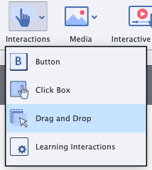 Drag and drop interaction, Adobe Captivate. Skjermbilde.