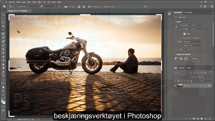 Beskjæringsverktøyet i Photoshop. Video.