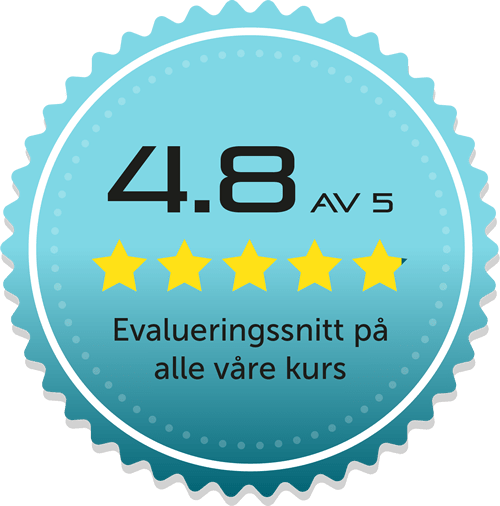 Evalueringssnitt 4.8 av 5. Logo
