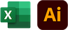 Microsoft Excel og Adobe Illustrator kurs: infografikk og diagrammer. Logo.